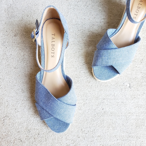 Talbots Shoes - TALBOTS Chambray Lyndsay Espadrille Wedges